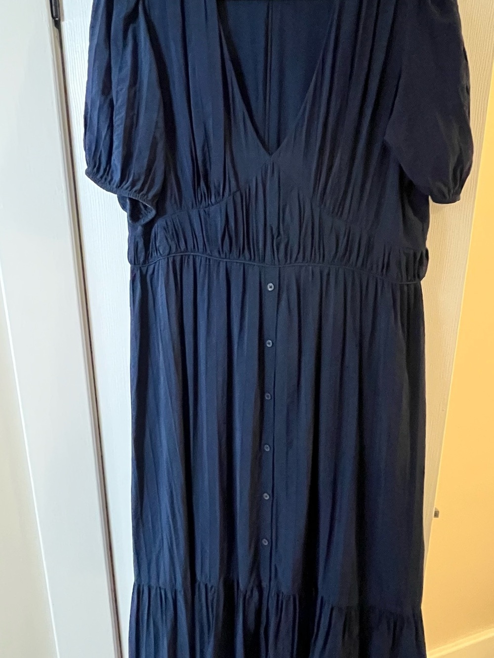 LOFT Women's Navy V-Neck Button-Front Maxi Dress Size 18